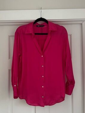 Zara button down satin shirt